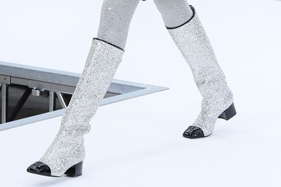 silver chanel boots