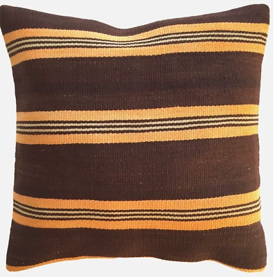 Kelim Kissen Alt Handgewebt Orientalisches Braun Orange Pillow Cushion Almohada  - Bild 1 von 4