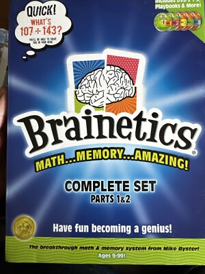 Brainetics Math Memory System Parts 1 & 2 Complete 5 DVD Set w Books Flash Cards