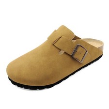 Glaze Women Slip On Suede Clogs with Buckle Closure Sandal