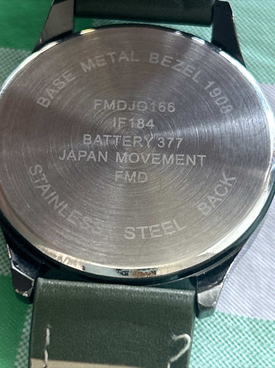 Men's Black Dial Easy Read Olive Green Band Quartz Watch