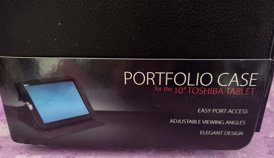 Funda Portafolio para Tablet Toshiba de 10 Pulgadas Negra Carcasa Rígida Soporte Nueva Foto 2 de 3