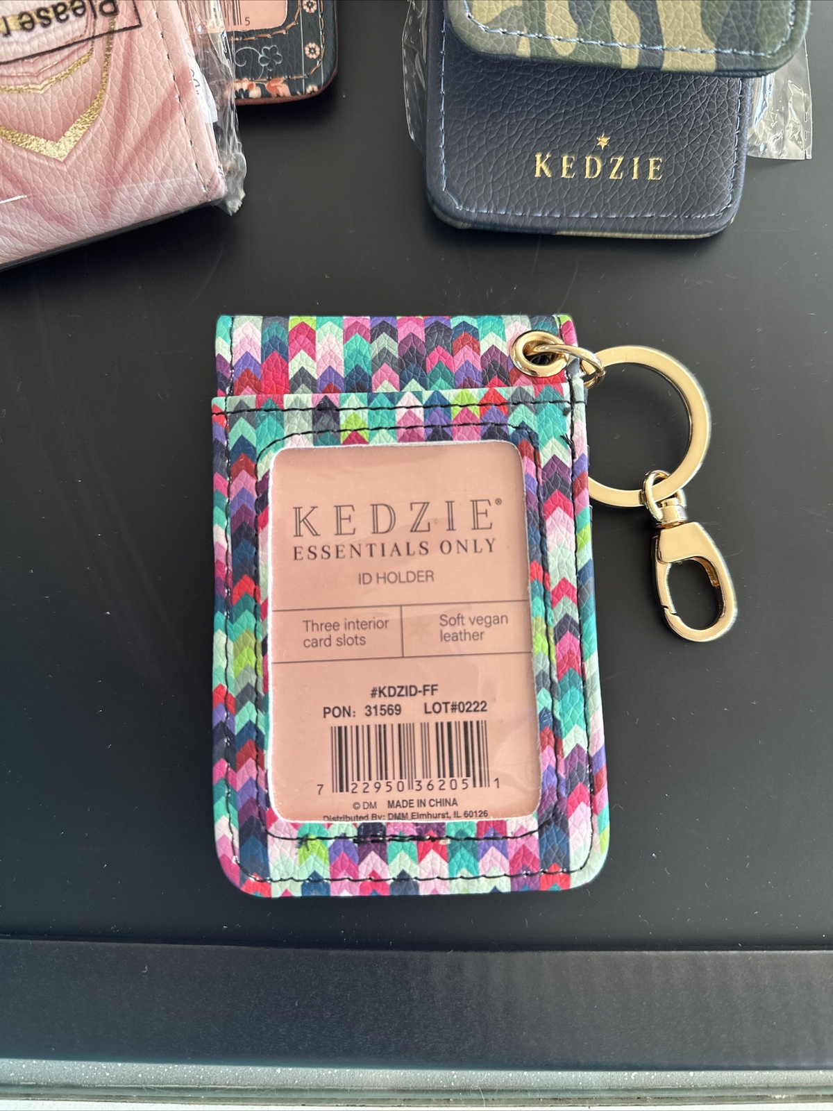 Kedzie Keychain Wallet W/ ID Holder Vegan Leather NEW Multi Color