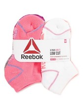 Reebok Girls Lowcut Performance Training Socks 6-Pack Bright Colors Size SM or M