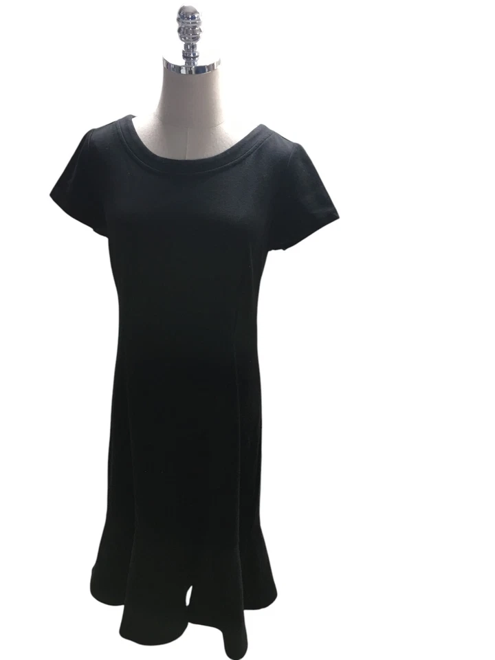Hanna Andersson Dress Women's Size Medium Petite Black Cotton Blend Midi - Image 3 of 4