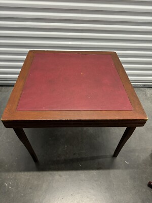Vintage Vinyl & Wood Folding Card Game Table LOUIS RASTETTER