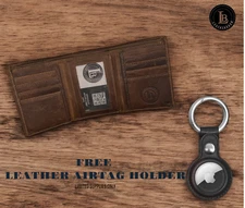 RFID Blocking Brown Vintage Leather Men's Trifold Center Flap Wallet