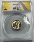 1942-D  Mercury US Silver Dime,   MS64 by ANACS,   FSB,   a SUPERB looking coin!