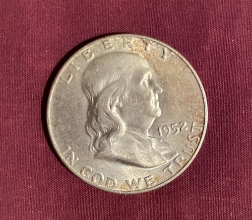 Benjamin franklin D half dollar (1952) Toned VG Condition With Case