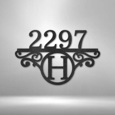 Initial Monogram Address Sign - Steel Metal in 3 Colors & 4 Sizes