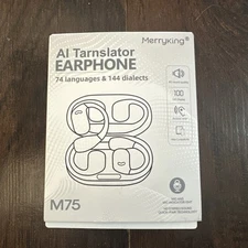 AI Voice Translator earbuds 74 Languages & 144 Dialects Model M75 Black LED