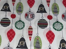 By 1/2 Yd Christmas Ornaments Cotton Quilt Fabric by Benartex 18" X 44"