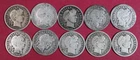 LOT OF 10 DIFFERENT BARBER DIMES *FULL RIM GOOD*