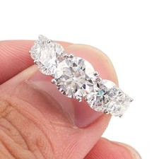 Round Cut Moissanite 5 Stone Engagement Ring Wedding Band S925 Sterling Silver