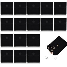 20PCS Velvet Jewelry Pouches with Snap Button, Small Microfiber Velvet Jewelr...