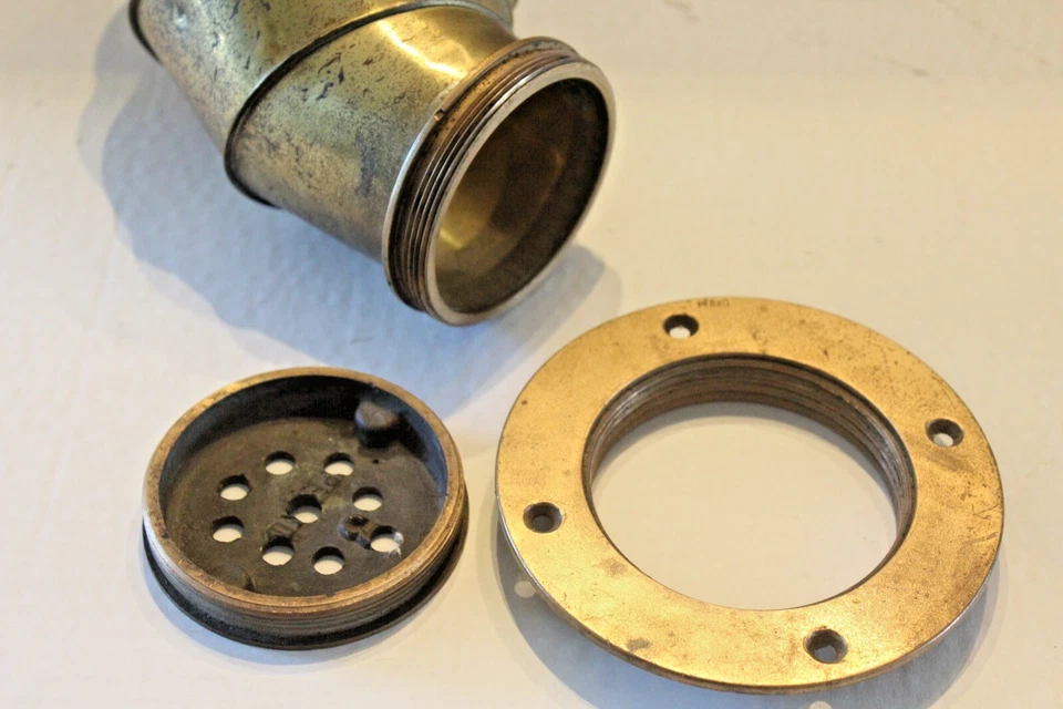 1920s Perkins Marine Lamp & Hardware Solid Brass Boat Vent Flange & Rodent Guard - Image 3 of 4