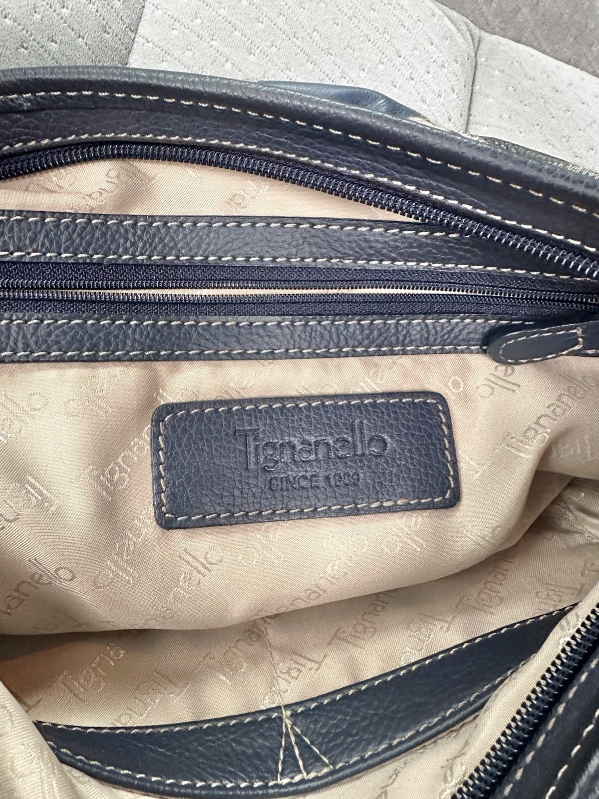 TIGNANELLO Blue Leather/Suede Patchwork Retro Hob… - image 4