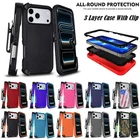 For iPhone 17/17Air/17 Pro Max Shockproof Defender Heavy Duty Case w/Belt Clip