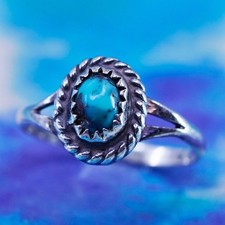 Size 6, Native American, southwestern Sterling silver handmade ring turquoise