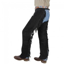 S Horse Western Smooth Suede Tan Leather Cowboy Cutting Chaps 924F03BK