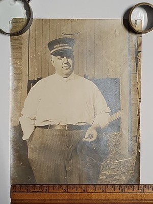 Harbor Master Portrait Large Man Cigar c1910 Dockside Maritime Photo Original