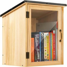 Little Library Box Outdoor, Waterproof Outdoor Library Book Box, Little Wood Cab