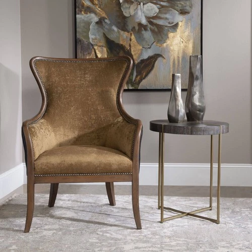 Uttermost Taja 20" Wide Dark Walnut and Brass Accent Table - Picture 5 of 5