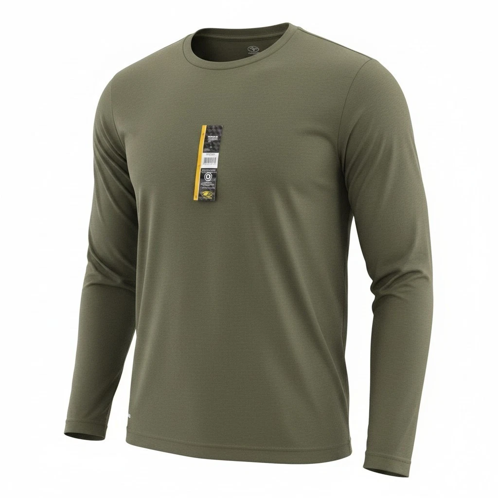Athletic Works Mens L Olive Green DriWorks Long Sleeve Tri-Blend Tee L