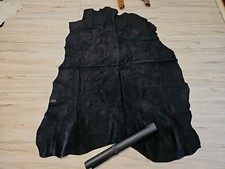2oz JET BLACK SUEDE SPLIT FULL GRAIN PIGSKIN LEATHER FULL HIDE SOFT SHEET 17 sqf