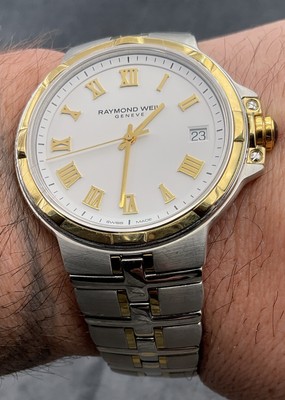 Raymond Weil Parsifal Men's Two Tone Bracelet Watch 5580 White Dial Gold S/S