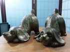 FABULOUS VINTAGE PAIR GOLD TONE METAL PUPPY BOOKENDS  5 x 6.5 x 4.3 INCHES — photo 4