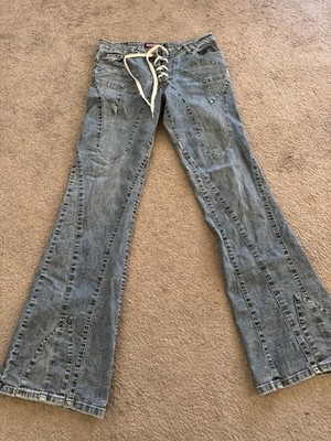 Bubblegum Medium Wash Y2K Tie Front Jeans Size 9/10