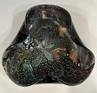 Vintage Murano Art Glass Bowl Dark Purple Almost Black 8 1/2 inches