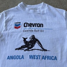 Vintage 80’s Chevron Cabinda Gulf Oil Gas Advertisement T Shirt Men’s Size Small