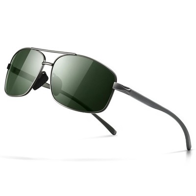 SUNGAIT Ultra Lightweight Rectangular 2026 Gunmetal Frame Green Lens