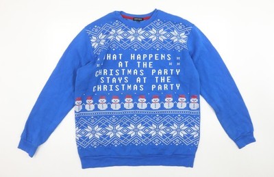 Cargo Quay Damen Blau Weihnachten Schneemann Pullover Sweatshirt L