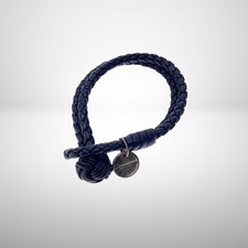 Autentico Bracciale BOTTEGA VENETA Pelle Intrecciata Nero Uomo Made in Italy