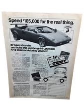 1985 Vintage Lamborghini Countach Model Kit Print Ad 1:12 Scale Build Yourself