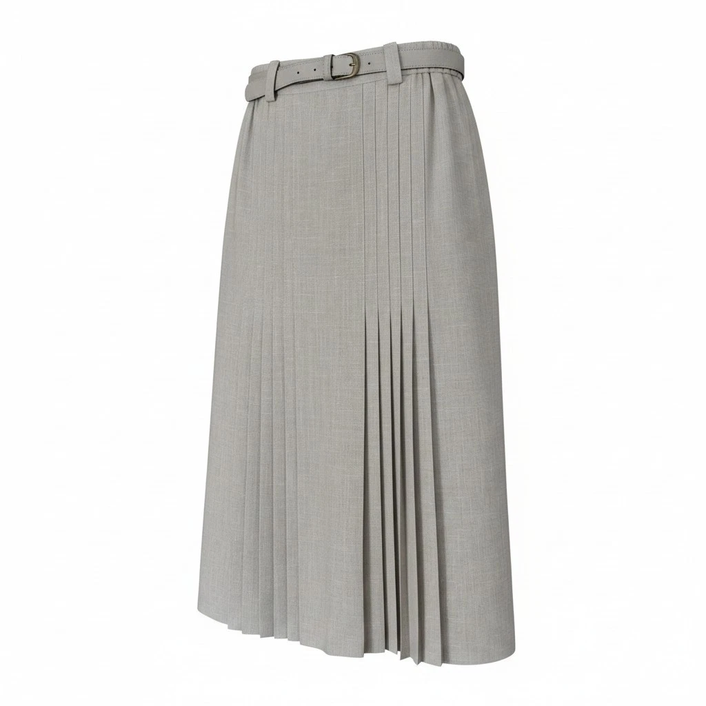 Regency 12 Vintage Midi Skirt 1980s Linen Pleated Oatmeal Casual Formal Party