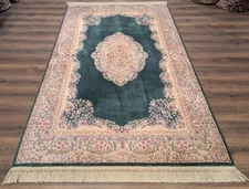 Karastan Rug 5.9 x 9, Kirman Green Medallion #753, Wool