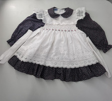Vintage Girls Sz T-2 Polly Flinders Girls Dress Prairie Smocked