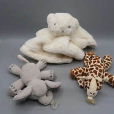 Pacifier Holder Philips AVENT Soothie Giraffe & Elephant & Bear Lovey Plush lot