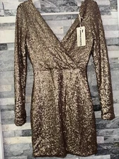 NWT The Clothing Company Women’s Gold Sequin Fitted Dress S Small Prom NYE Sexy