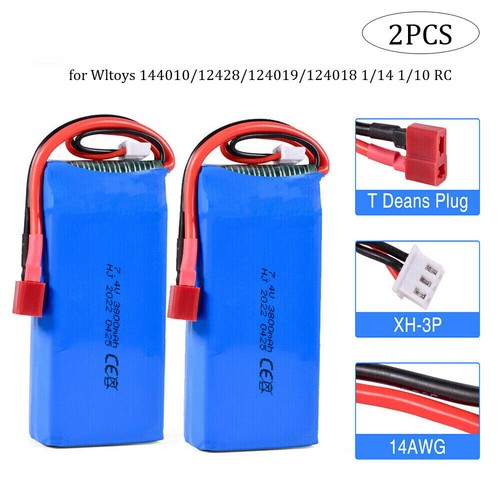 Batteria Li-Po 7,4 V 3800mAh 2S con spina a T per auto Wltoys RC 144001 144010 124016 - Foto 20 di 48