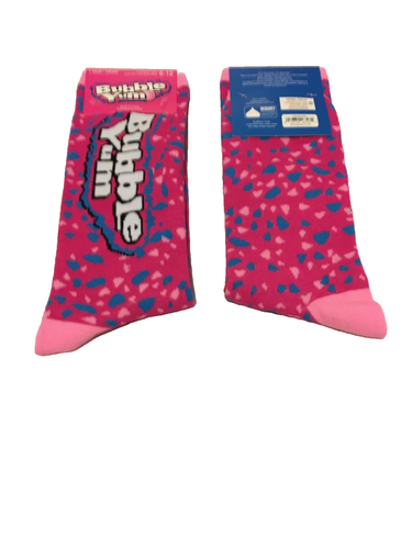 Bubble Yum Bubble Gum Novelty 1 Pair Crew Socks Adult Shoe Size 6-12 NWT