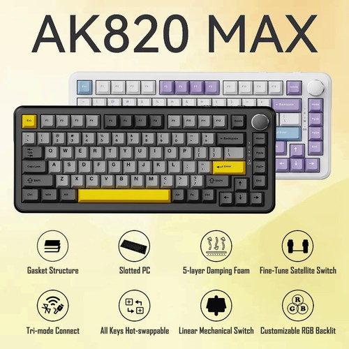 AJAZZ AK820 MAX Tri-Mode RGB Gaming Mechanical Keyboard with Adjustable Drivers - Picture 55 of 71