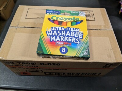 Case of 24 Boxes (8ct per Box) Crayola Washable Markers, Conical Tip, Assorted
