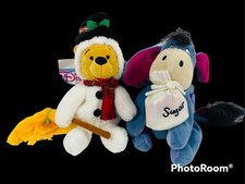    Disney Store Winnie The Pooh Snowman  Sugar Plum Fairy Eeyore Bean Bag Plush