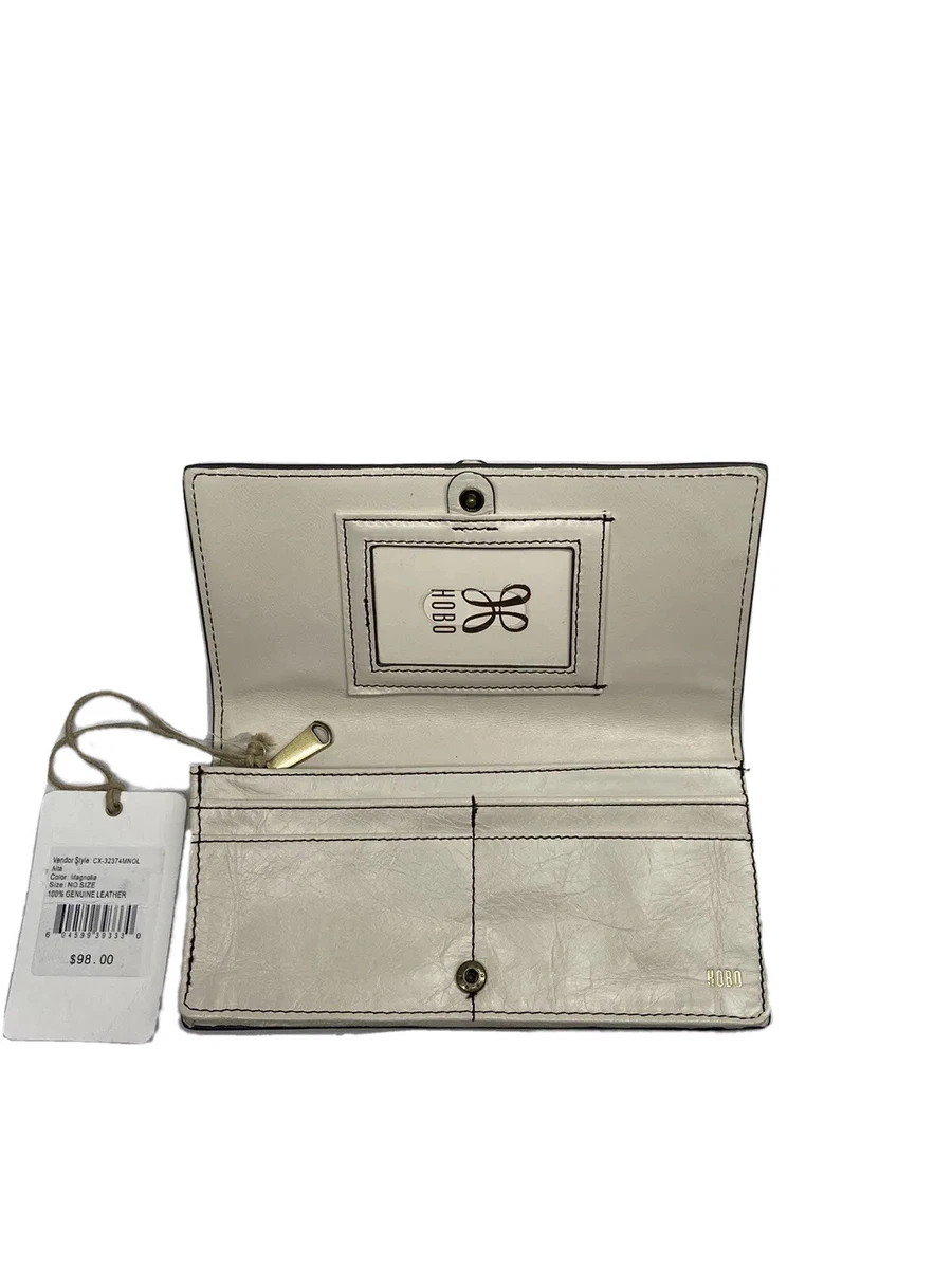 Hobo International Alta Smooth Leather Wallet Color Magnolia Off White