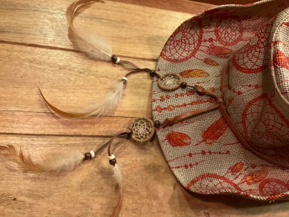 SHYANNE COWGIRL WESTERN СОЛОМЕННАЯ ШЛЯПА DREAMCATCHERS (ЖЕНЩИНЫ ОДИН РАЗМЕР) БЫВШАЯ В УПОТРЕБЛЕНИИ - Изображение 3 из 4
